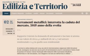 EDILIZIA E TERRTORIO: Serramenti metallici: interrotta la caduta del mercato, 2015 anno della svolta.