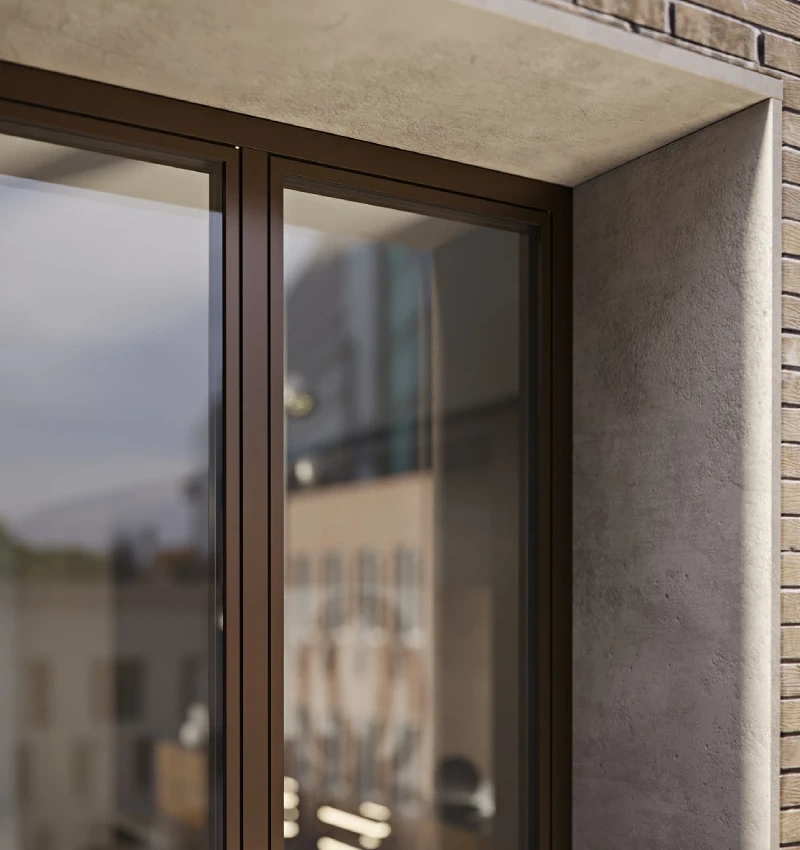 Finestra battente in alluminio Fineline particolare esterno