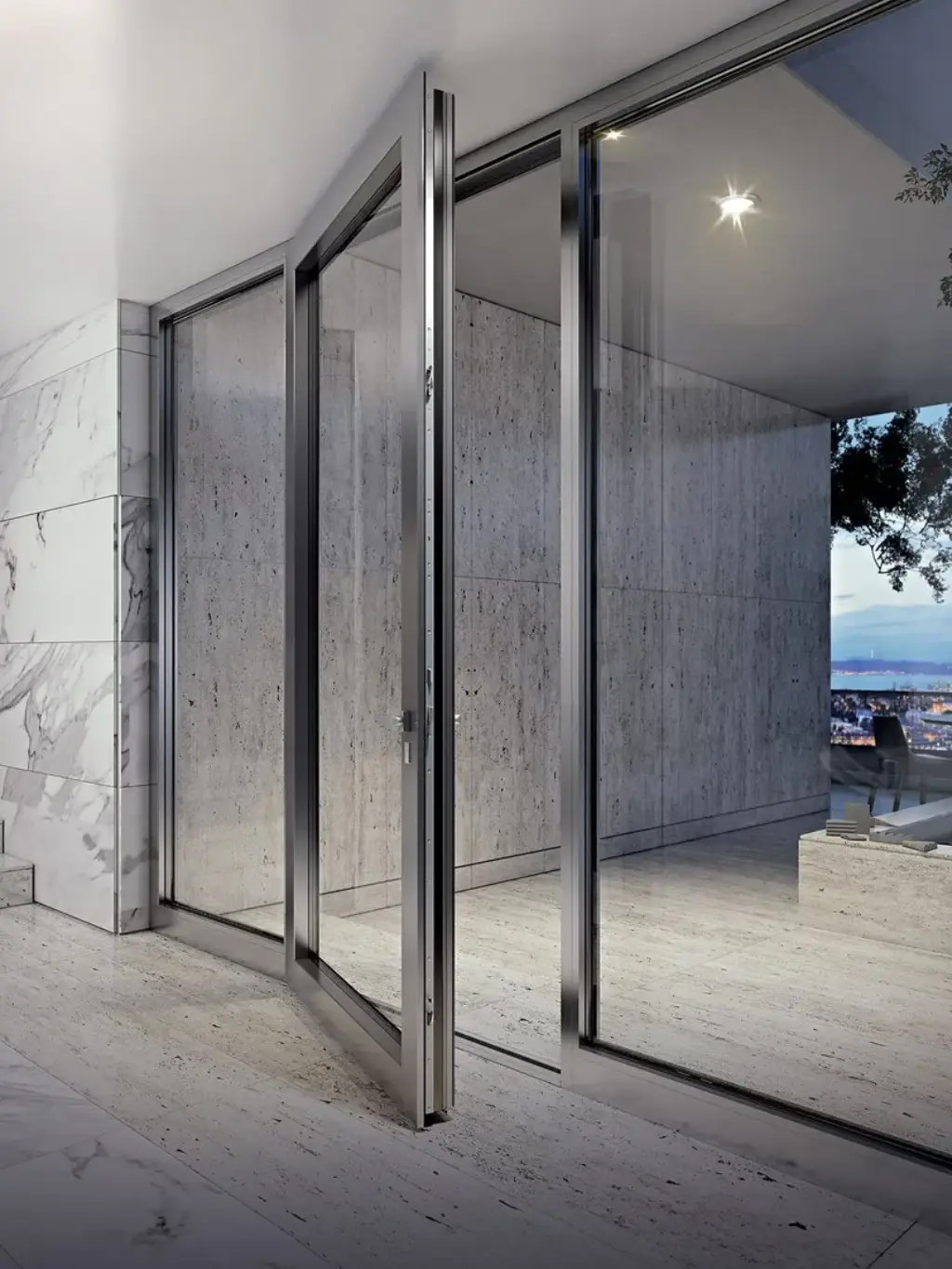 Porta d’ingresso in alluminio con vetro