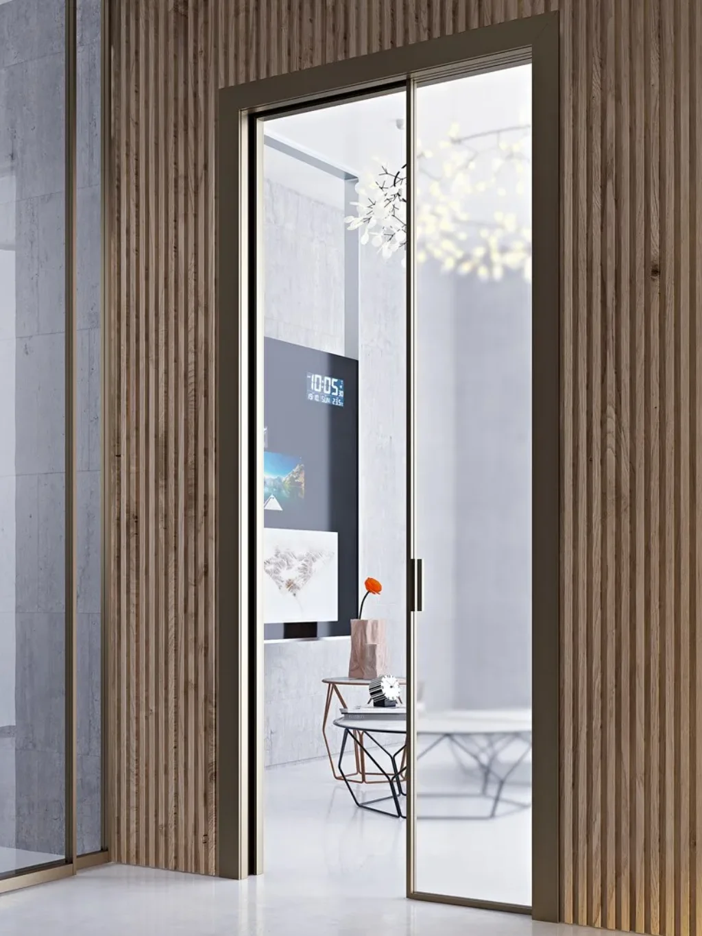 Porta interna scorrevole in alluminio interno muro