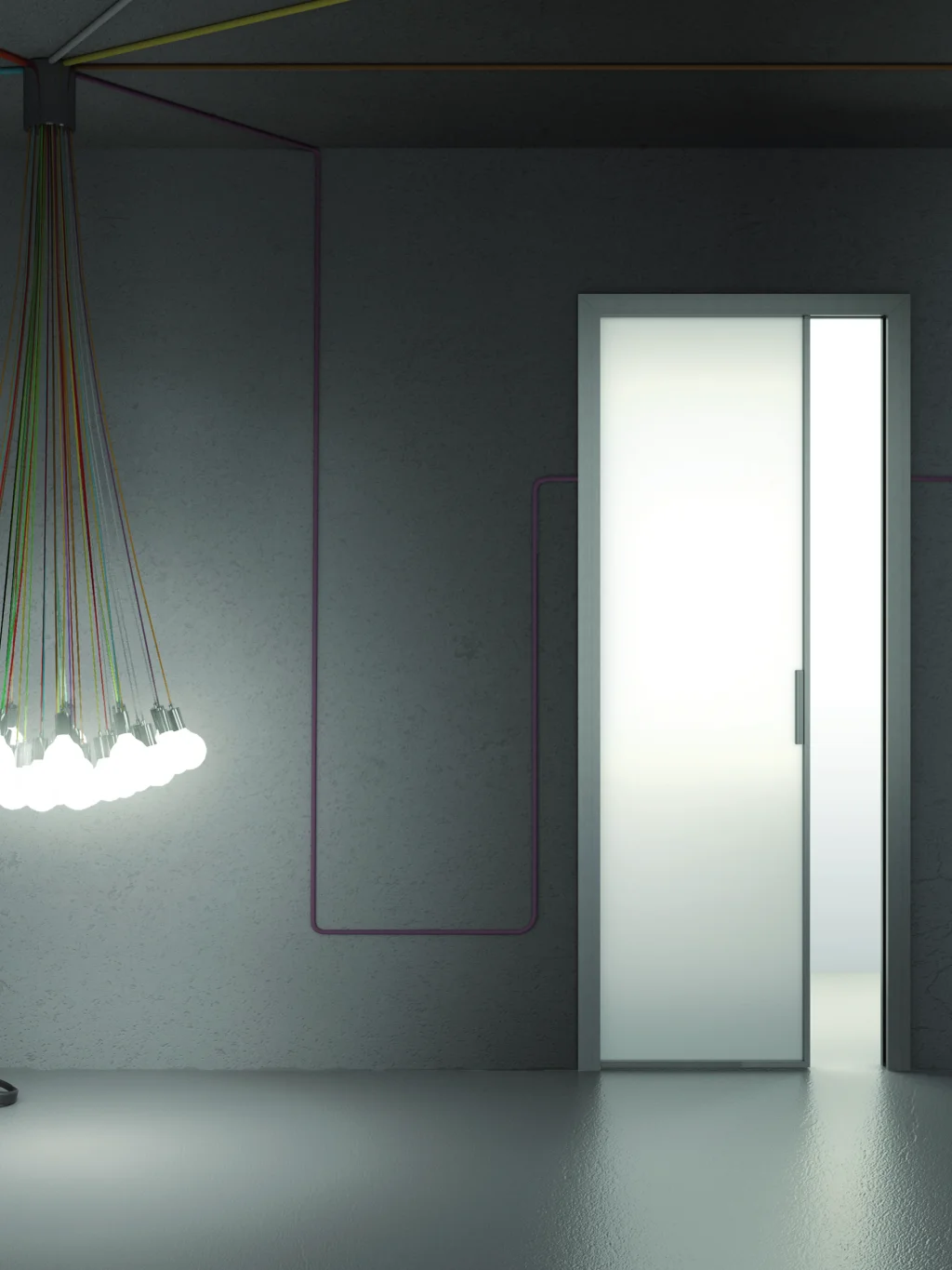 Porta interna scorrevole in alluminio interno muro ad un’anta