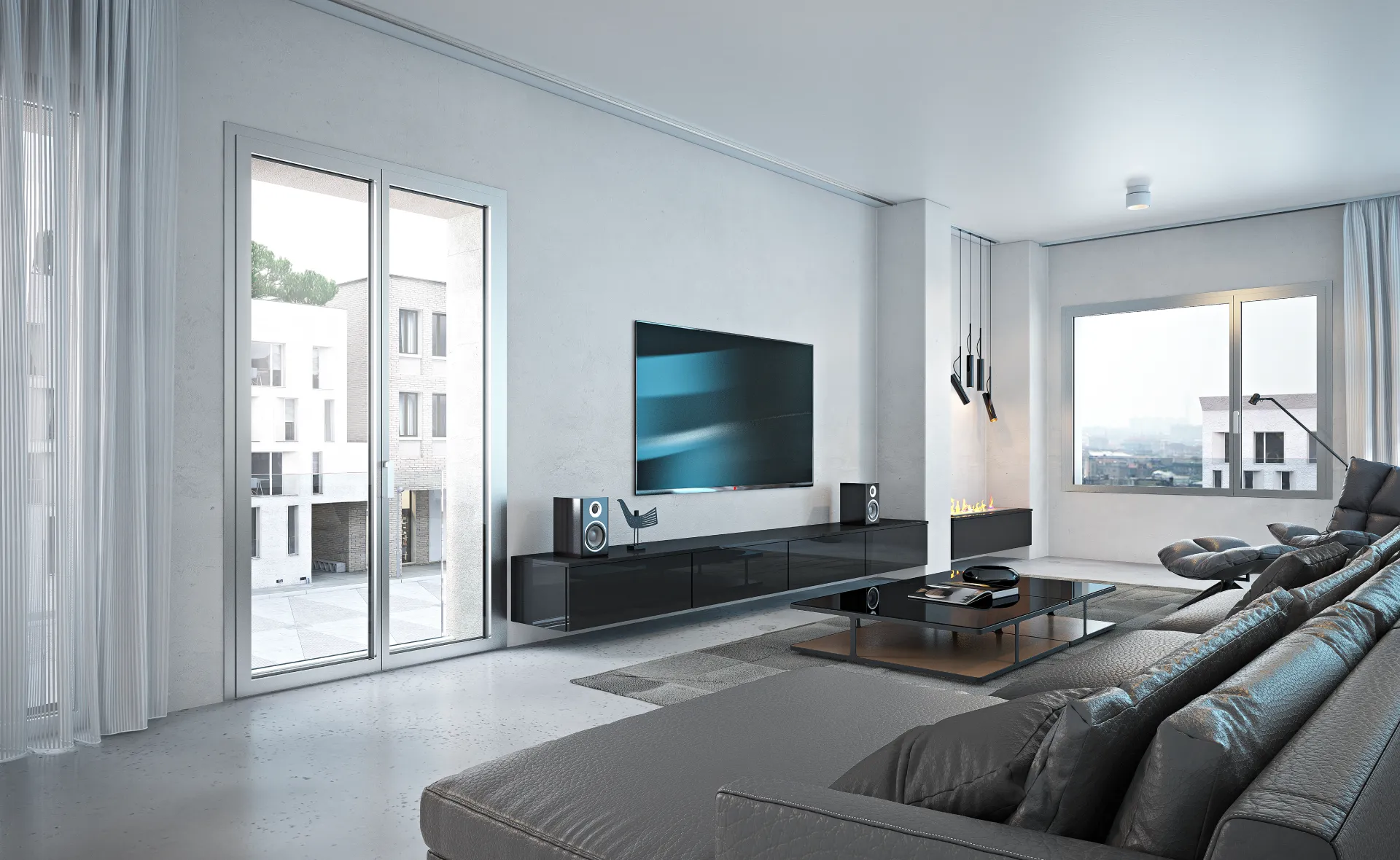 Interno appartamento con finestre in alluminio