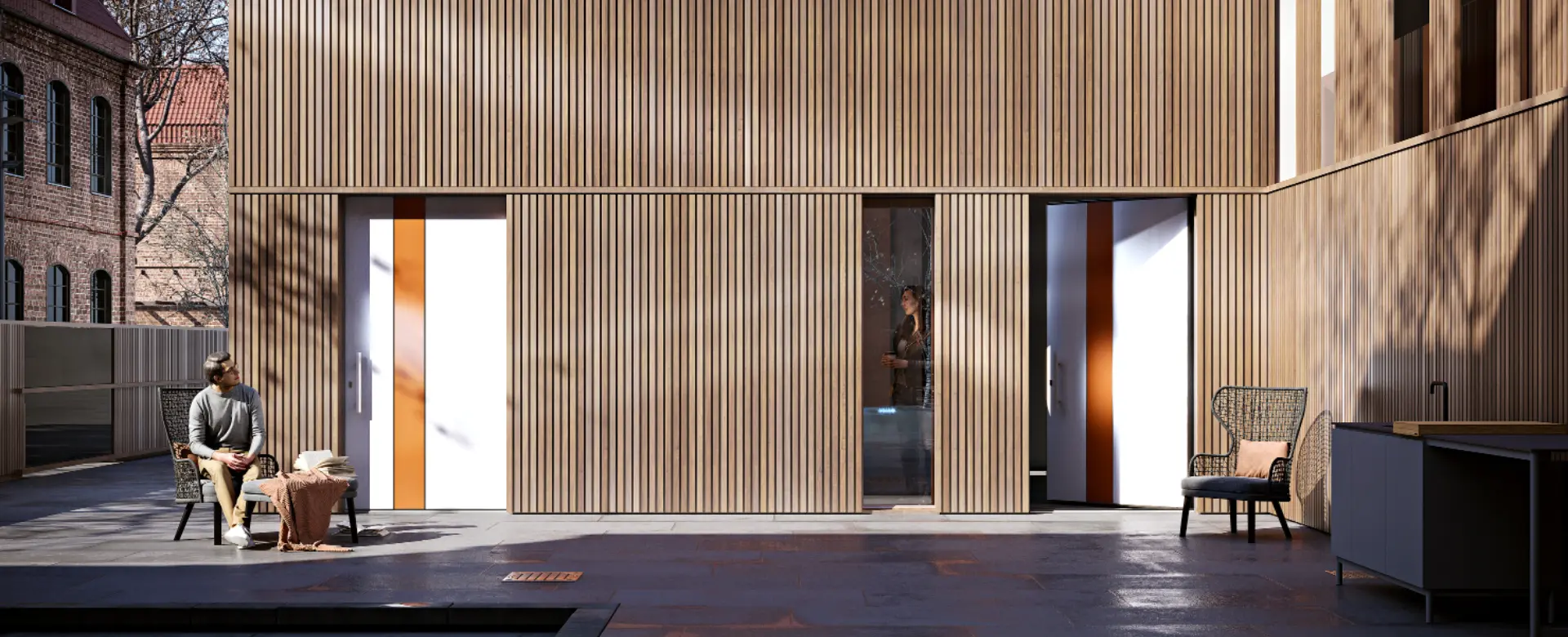 Pannelli per porte blindate in alluminio con linee geometriche