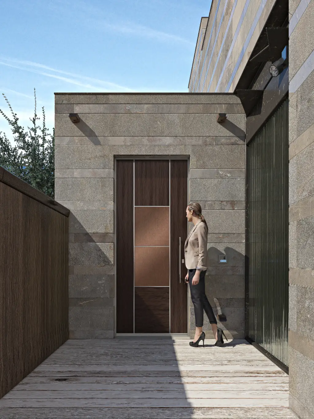 Pannelli per porte blindate in alluminio con linee geometriche