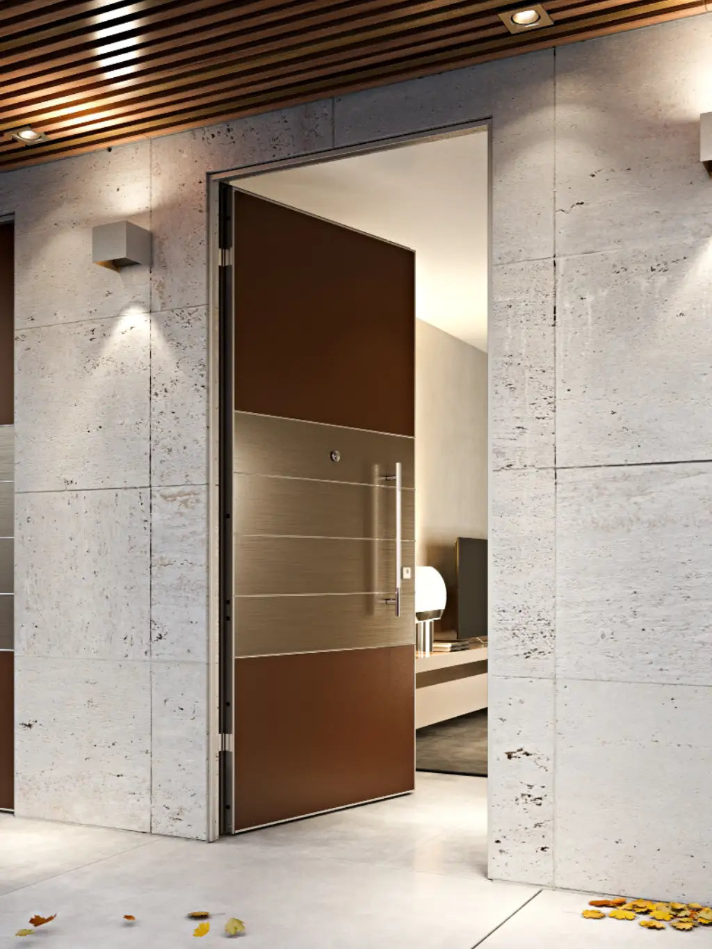 Pannelli per porte blindate in alluminio con linee geometriche